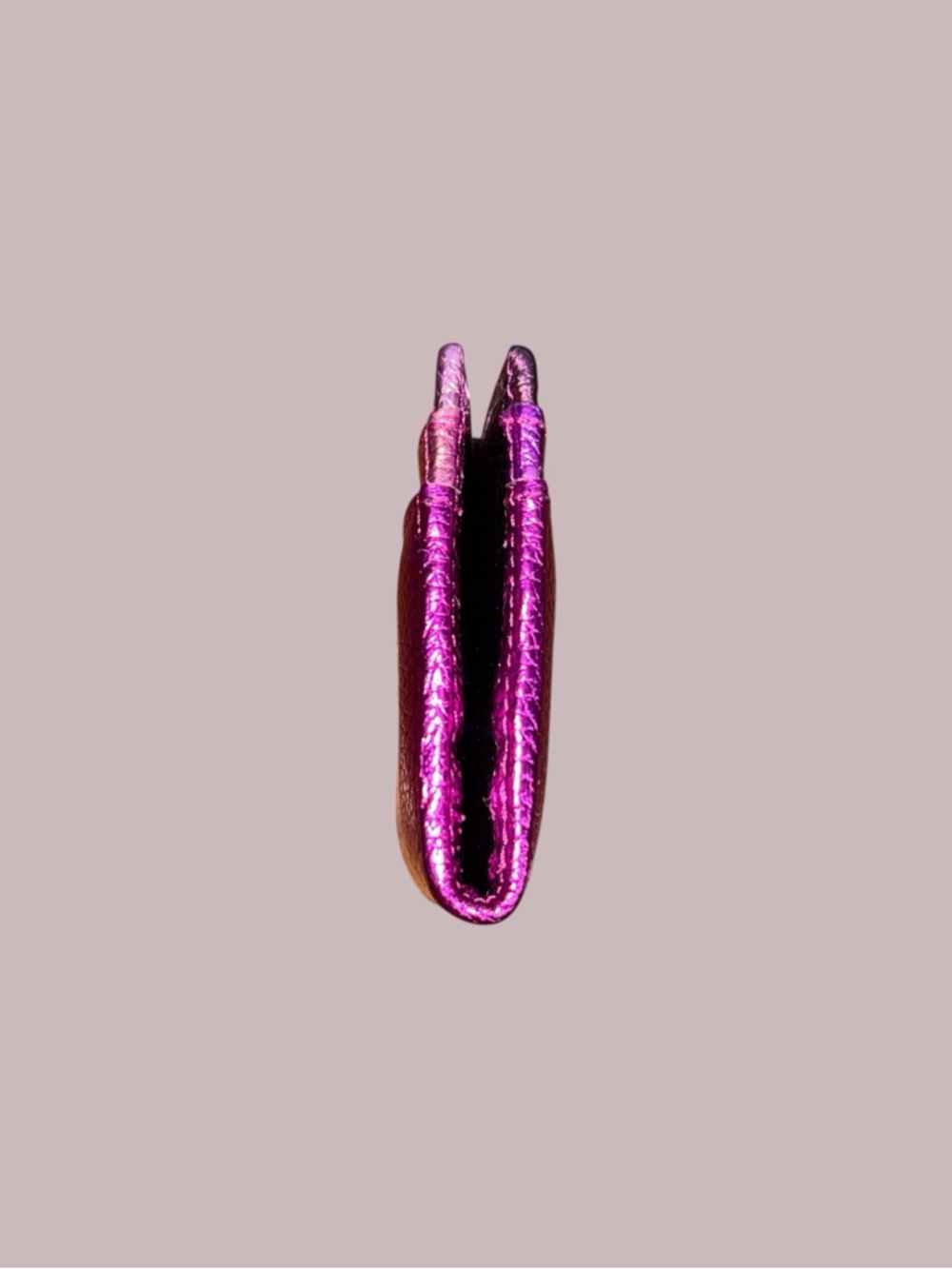 Kurt Geiger Metallic Fuchsia Leather Card Wallet with Gold Strap - Picture 9 of 15